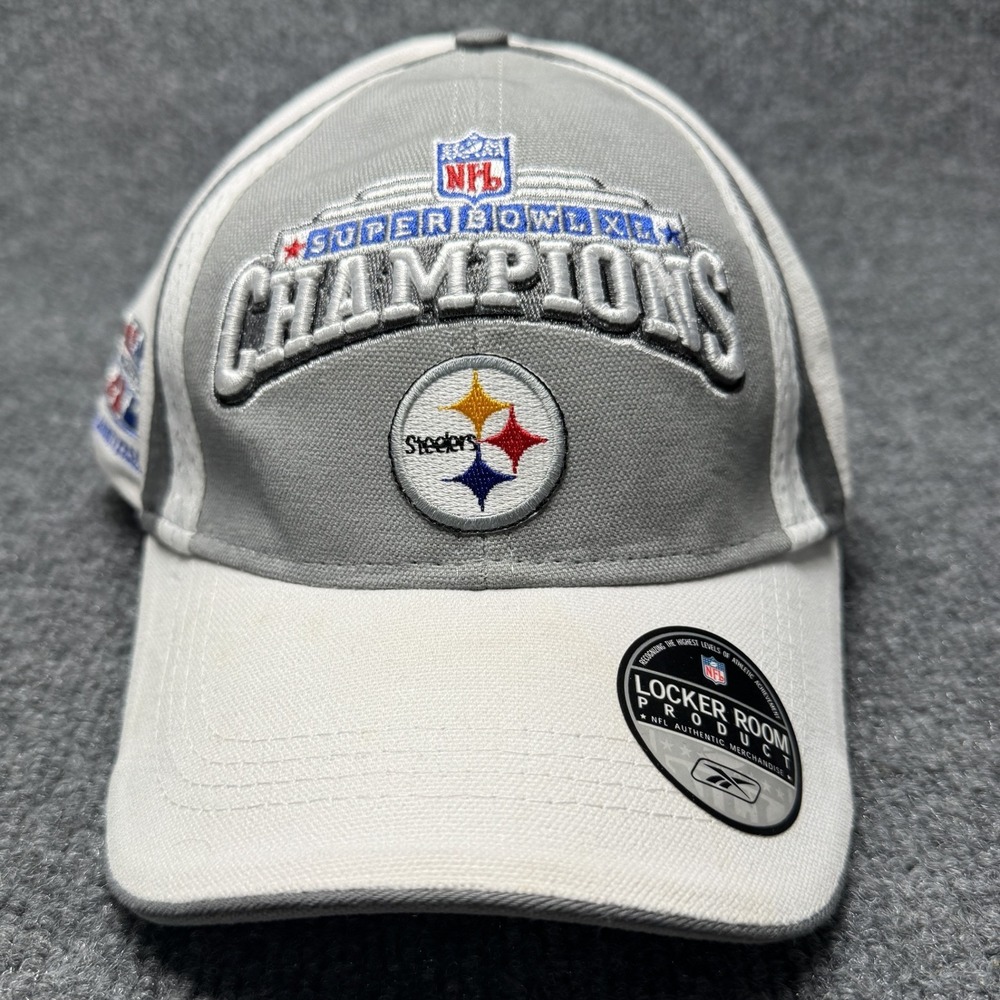 Pittsburgh Steelers Reebok Hat Mens OSFA White Grey Super Bowl XL Champions